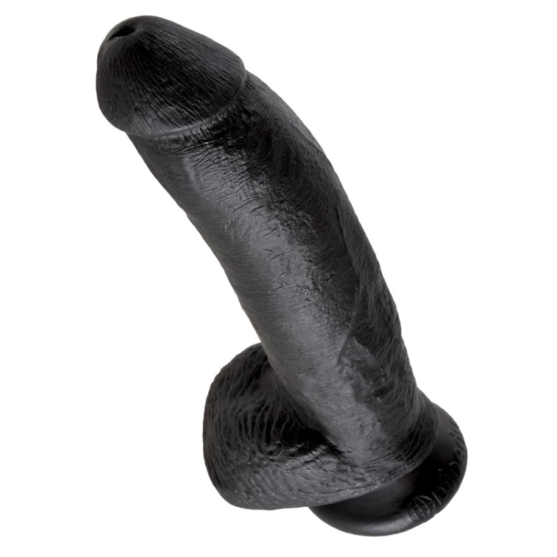 King Cock - Realistyczne Dildo Z Żołędziem Jądrami I Żyłkami 23 CM Czarny